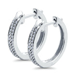 Half Eternity Hoop Earrings Round Simulated CZ 925 Sterling Silver (14mm)