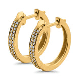 Half Eternity Hoop Earrings Round Simulated CZ 925 Sterling Silver (14mm)