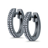Half Eternity Hoop Earrings Round Simulated CZ 925 Sterling Silver (14mm)