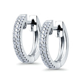 Half Eternity Hoop Earrings Round Simulated CZ 925 Sterling Silver (14mm)