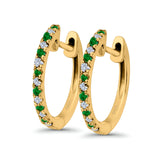 Hoop Earrings Half Eternity Round Simulated CZ 925 Sterling Silver (14mm)