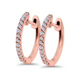 Hoop Earrings Half Eternity Round Simulated CZ 925 Sterling Silver (14mm)