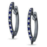 Half Eternity Hoop Earrings Round Simulated CZ 925 Sterling Silver (14mm)