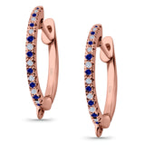 Half Eternity Hoop Earrings Round Simulated CZ 925 Sterling Silver (14mm)