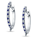 Half Eternity Hoop Earrings Round Simulated CZ 925 Sterling Silver (14mm)