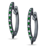 Half Eternity Hoop Earrings Round Simulated CZ 925 Sterling Silver (14mm)