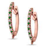 Half Eternity Hoop Earrings Round Simulated CZ 925 Sterling Silver (14mm)