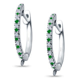 Half Eternity Hoop Earrings Round Simulated CZ 925 Sterling Silver (14mm)