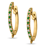 Half Eternity Hoop Earrings Round Simulated CZ 925 Sterling Silver (14mm)