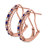 Half Eternity Heart Huggie Hoop Earrings Round Simulated CZ 925 Sterling Silver (18mm)