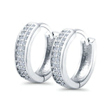 Half Eternity Hoop Earrings Round Simulated CZ 925 Sterling Silver (14mm)