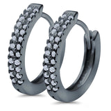Half Eternity Hoop Earrings Round Simulated CZ 925 Sterling Silver (14mm)