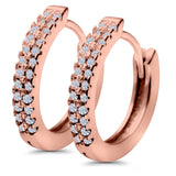Half Eternity Hoop Earrings Round Simulated CZ 925 Sterling Silver (14mm)
