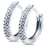 Half Eternity Hoop Earrings Round Simulated CZ 925 Sterling Silver (14mm)