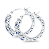 Half Eternity Huggie Hoop Earrings Round Simulated Cubic Zirconia 925 Sterling Silver (21mm)