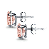 Art Deco Oval Wedding Bridal Solitaire Stud Earrings Simulated CZ 925 Sterling Silver-8mmx6mm