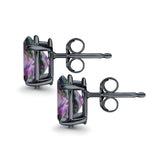 Art Deco Oval Wedding Bridal Solitaire Stud Earrings Simulated CZ 925 Sterling Silver-8mmx6mm