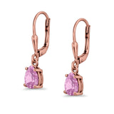Teardrop Bridal Dangling Leverback Earrings Pear CZ 925 Sterling Silver