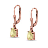 Teardrop Bridal Dangling Leverback Earrings Pear CZ 925 Sterling Silver