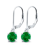 Lever Back Earring Round Simulated Cubic Zirconia 925 Sterling Silver (2mm-10mm)