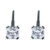 Cushion Leverback Earrings Cubic Zirconia 925 Sterling Silver