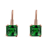 Cushion Leverback Earrings Cubic Zirconia 925 Sterling Silver