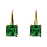 Cushion Leverback Earrings Cubic Zirconia 925 Sterling Silver