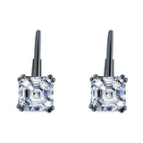 Asscher Leverback Earrings Cubic Zirconia 925 Sterling Silver