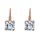 Asscher Leverback Earrings Cubic Zirconia 925 Sterling Silver