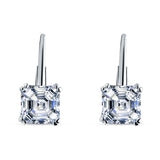 Asscher Leverback Earrings Cubic Zirconia 925 Sterling Silver