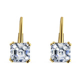 Asscher Leverback Earrings Cubic Zirconia 925 Sterling Silver
