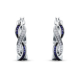 Twisted Infinity Huggie Hoop Earrings Cubic Zirconia 925 Sterling Silver