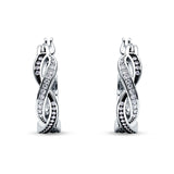 Twisted Infinity Huggie Hoop Earrings Cubic Zirconia 925 Sterling Silver