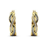 Twisted Infinity Huggie Hoop Earrings Cubic Zirconia 925 Sterling Silver