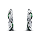 Twisted Infinity Huggie Hoop Earrings Cubic Zirconia 925 Sterling Silver