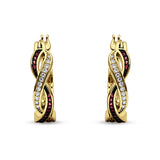 Twisted Infinity Huggie Hoop Earrings Cubic Zirconia 925 Sterling Silver