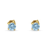 Round Hidden Halo Stud Earring Cubic Zirconia 925 Sterling Silver