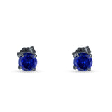 Round Hidden Halo Stud Earring Cubic Zirconia 925 Sterling Silver