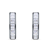 Minimalist Princess Huggie Hoop Earrings Cubic Zirconia 925 Sterling Silver