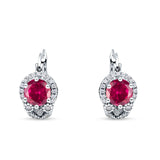 Halo Round Huggie Hoop Earrings Cubic Zirconia 925 Sterling Silver