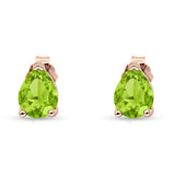 Art Deco Pear Shape Solitaire Push Back Stud Earring 7mmX5mm Excellent Simulated Cubic Zirconia Solid 925 Sterling Silver