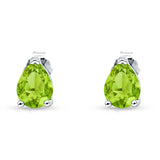 Art Deco Pear Shape Solitaire Push Back Stud Earring 7mmX5mm Excellent Simulated Cubic Zirconia Solid 925 Sterling Silver