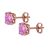 Stud Earrings Round Simulated Cubic Zirconia 925 Sterling Silver (3mm-12mm)