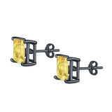 Halo Stud Earrings Princess Cut Simulated Cubic Zirconia 925 Sterling Silver (4mm-10mm)