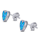 Heart Stud Earring Created Opal Solid 925 Sterling Silver (8mm)