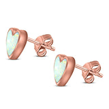 Heart Stud Earring Created Opal Solid 925 Sterling Silver (8mm)
