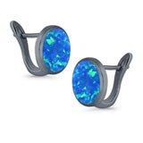 Stud Earrings Lab Created Opal 925 Sterling Silver (14mm)