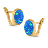 Stud Earrings Lab Created Opal 925 Sterling Silver (14mm)