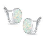 Stud Earrings Lab Created Opal 925 Sterling Silver (14mm)