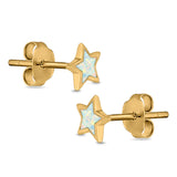 Stud Earrings Lab Created Opal 925 Sterling Silver (5mm)